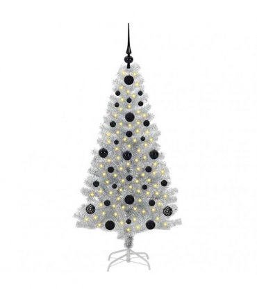 vidaXL Christmas Tree with LED Light Silver 120 cm PET and Steel
