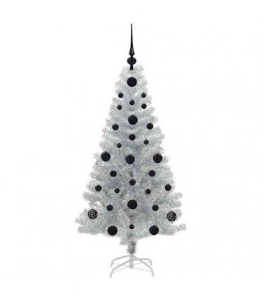 vidaXL Christmas Tree with LED Light Silver 120 cm PET and Steel
