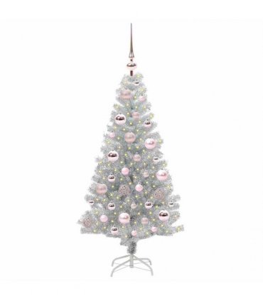 vidaXL Christmas Tree with LED Light Silver 120 cm PET and Steel