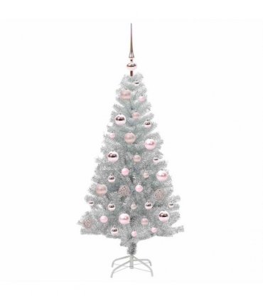 vidaXL Christmas Tree with LED Light Silver 120 cm PET and Steel