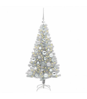 vidaXL Christmas Tree with LED Light Silver 120 cm PET and Steel