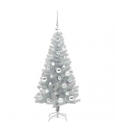 vidaXL Christmas Tree with LED Light Silver 120 cm PET and Steel
