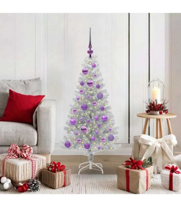 vidaXL Christmas Tree with LED Light Silver 120 cm PET and Steel