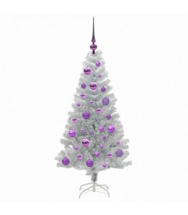 vidaXL Christmas Tree with LED Light Silver 120 cm PET and Steel