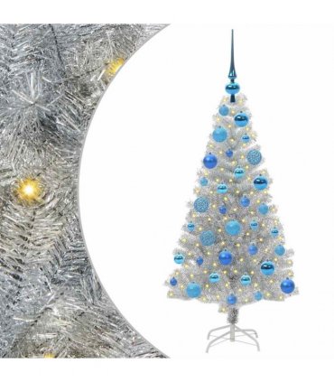 vidaXL Christmas Tree with LED Light Silver 120 cm PET and Steel