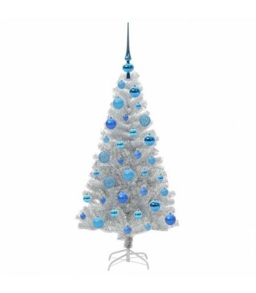 vidaXL Christmas Tree with LED Light Silver 120 cm PET and Steel