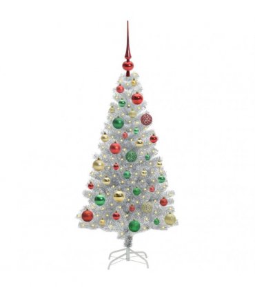 vidaXL Christmas Tree with LED Light Silver 120 cm PET and Steel