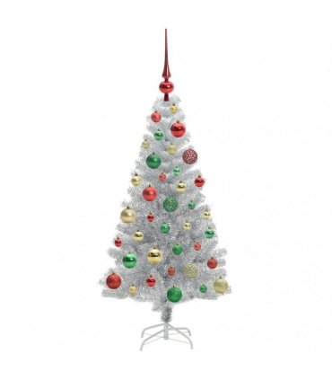 vidaXL Christmas Tree with LED Light Silver 120 cm PET and Steel