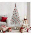 vidaXL Christmas Tree with LED Light Silver 150 cm PET and Steel
