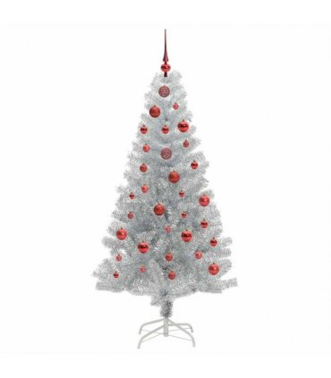 vidaXL Christmas Tree with LED Light Silver 150 cm PET and Steel