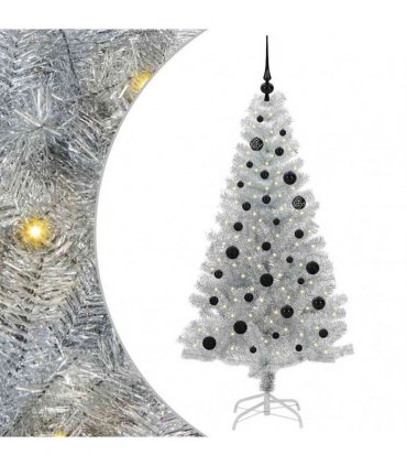 vidaXL Christmas Tree with LED Light Silver 150 cm PET and Steel