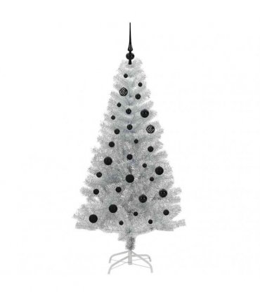 vidaXL Christmas Tree with LED Light Silver 150 cm PET and Steel