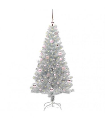 vidaXL Christmas Tree with LED Light Silver 150 cm PET and Steel