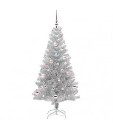 vidaXL Christmas Tree with LED Light Silver 150 cm PET and Steel