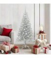 vidaXL Christmas Tree with LED Light Silver 150 cm PET and Steel