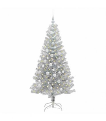 vidaXL Christmas Tree with LED Light Silver 150 cm PET and Steel