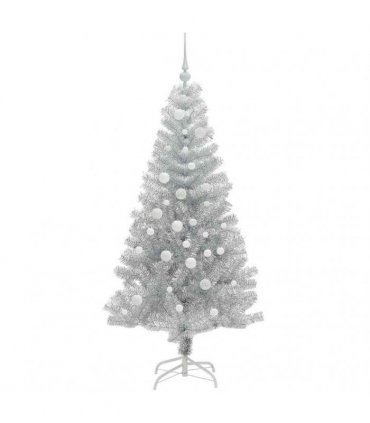 vidaXL Christmas Tree with LED Light Silver 150 cm PET and Steel