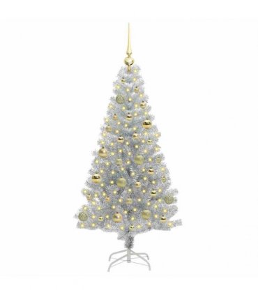 vidaXL Christmas Tree with LED Light Silver 150 cm PET and Steel