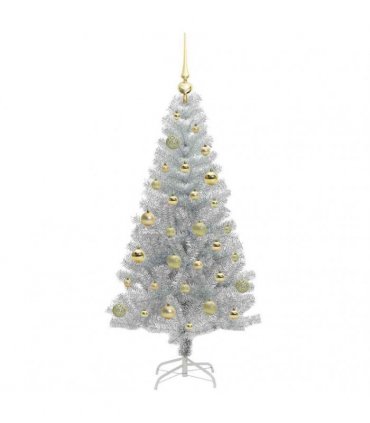 vidaXL Christmas Tree with LED Light Silver 150 cm PET and Steel