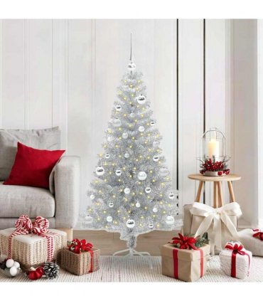 vidaXL Christmas Tree with LED Light Silver 150 cm PET and Steel