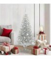 vidaXL Christmas Tree with LED Light Silver 150 cm PET and Steel