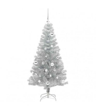 vidaXL Christmas Tree with LED Light Silver 150 cm PET and Steel