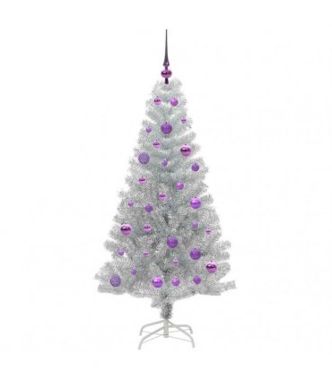 vidaXL Christmas Tree with LED Light Silver 150 cm PET and Steel