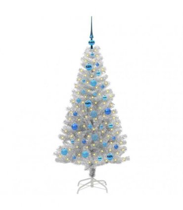 vidaXL Christmas Tree with LED Light Silver 150 cm PET and Steel