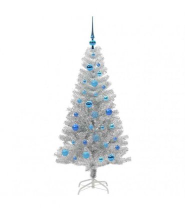 vidaXL Christmas Tree with LED Light Silver 150 cm PET and Steel