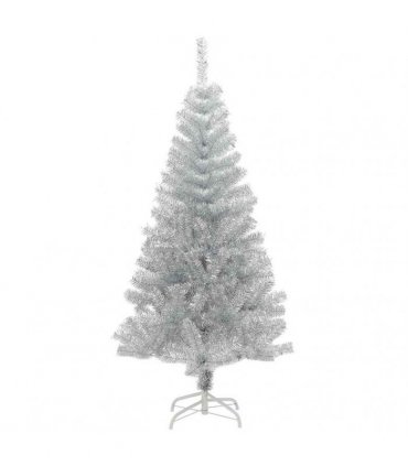 vidaXL Christmas Tree with LED Light Silver 150 cm PET and Steel