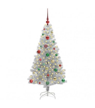 vidaXL Christmas Tree with LED Light Silver 150 cm PET and Steel