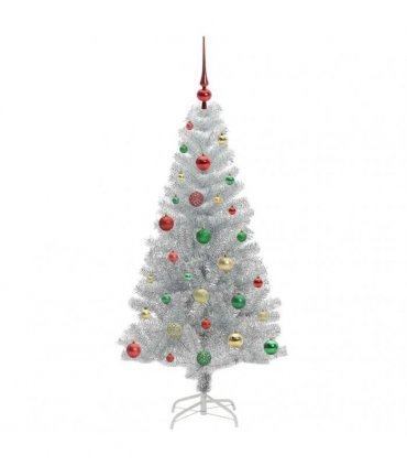 vidaXL Christmas Tree with LED Light Silver 150 cm PET and Steel