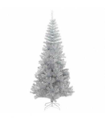 vidaXL Christmas Tree with LED Light Silver 180 cm PET and Steel