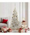 vidaXL Christmas Tree with LED Light Silver 180 cm PET and Steel