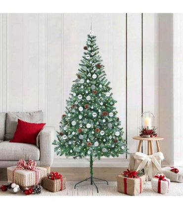 vidaXL Artificial Christmas Tree Green 210 cm PVC and Steel