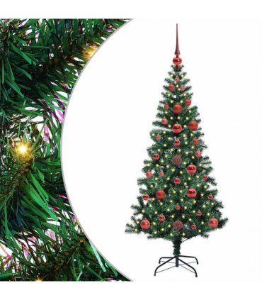 vidaXL Artificial Pre-lit Christmas Tree Green 120 cm PVC and Metal