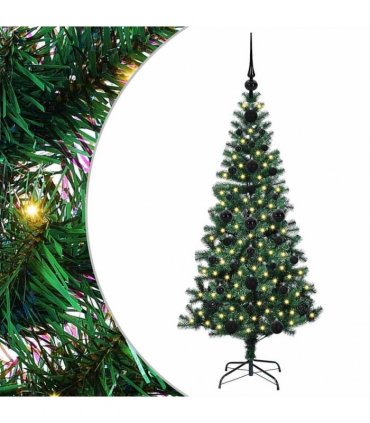 vidaXL Artificial Pre-lit Christmas Tree Green 120 cm PVC and Metal