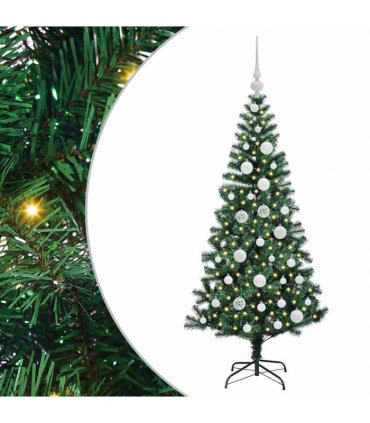 vidaXL Artificial Pre-lit Christmas Tree Green 120 cm PVC and Metal