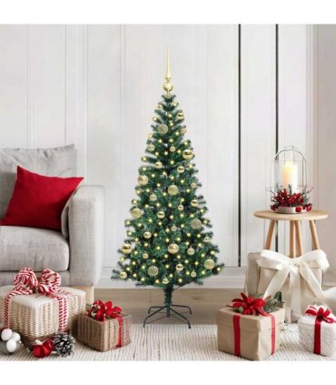 vidaXL Artificial Pre-lit Christmas Tree Green 120 cm PVC and Metal