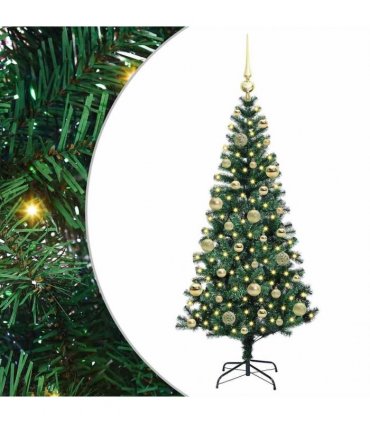 vidaXL Artificial Pre-lit Christmas Tree Green 120 cm PVC and Metal