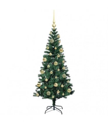 vidaXL Artificial Pre-lit Christmas Tree Green 120 cm PVC and Metal