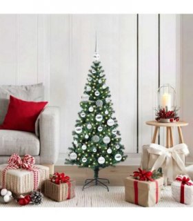 vidaXL Artificial Pre-lit Christmas Tree Green 120 cm PVC and Metal