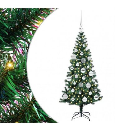 vidaXL Artificial Pre-lit Christmas Tree Green 120 cm PVC and Metal