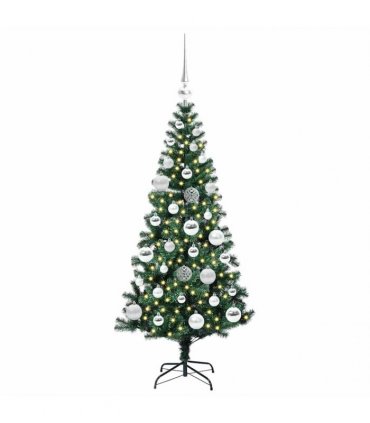 vidaXL Artificial Pre-lit Christmas Tree Green 120 cm PVC and Metal