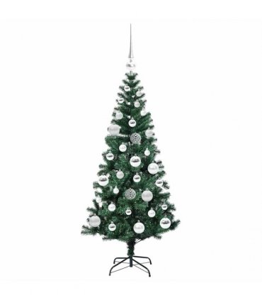 vidaXL Artificial Pre-lit Christmas Tree Green 120 cm PVC and Metal