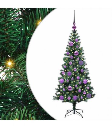 vidaXL Artificial Pre-lit Christmas Tree Green 120 cm PVC and Metal
