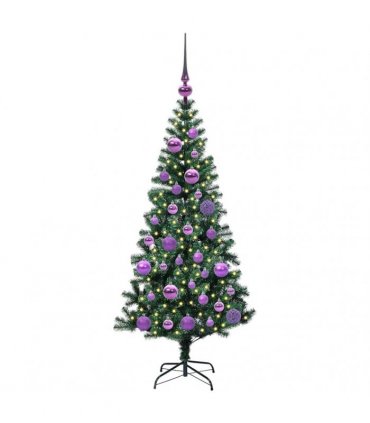 vidaXL Artificial Pre-lit Christmas Tree Green 120 cm PVC and Metal
