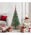 vidaXL Artificial Pre-lit Christmas Tree Green 120 cm PVC and Metal
