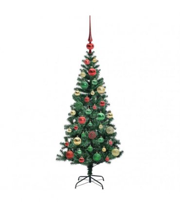 vidaXL Artificial Pre-lit Christmas Tree Green 120 cm PVC and Metal