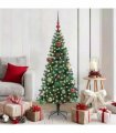 vidaXL Artificial Pre-lit Christmas Tree Green 150 cm PVC and Metal